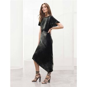 St. John Knits Asymmetric Hem Velvet Midi Dress 4